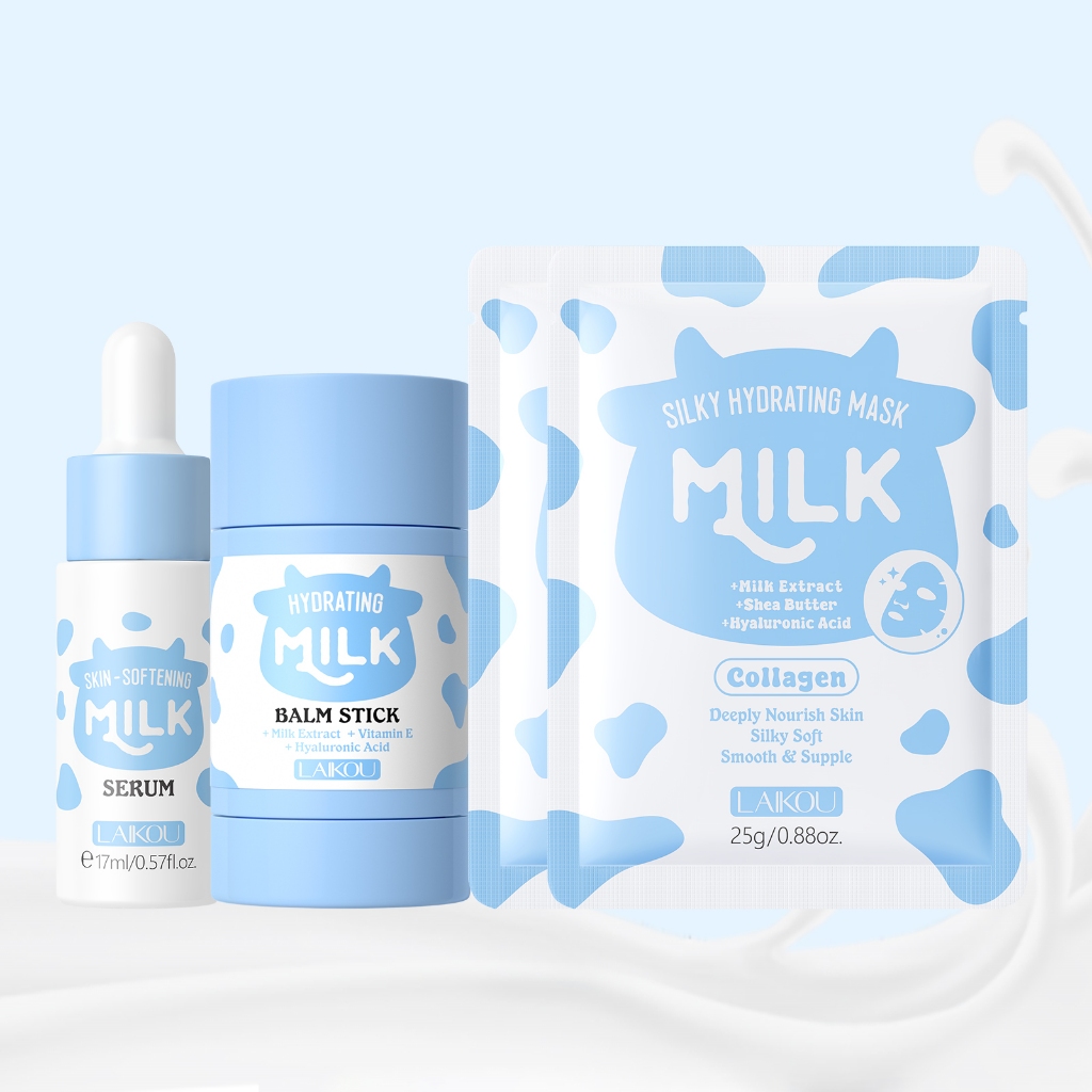 LAIKOU Milk Glow Up Skincare Set Nutritivo Iluminando O Tom Da Pele Hidratação Profunda Conjunto De 4 Peças