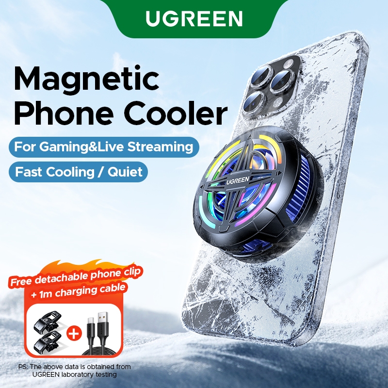 Novo Refrigerador Magnético De Telefone Ugreen Para Jogos E Transmissão Ao Vivo , Clipe Removível Grátis + Cabo De Carre em Oferta na Shopee