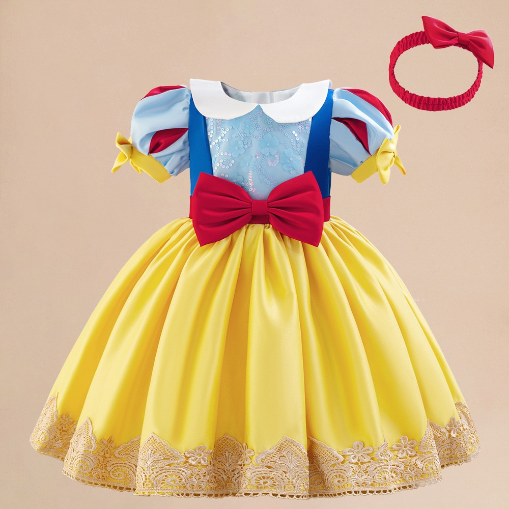 Vestido cosplay De Halloween Infantil , Branco De Princesa Da Neve Para 1/2/3 Anos De Idade