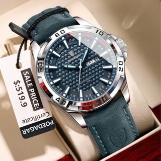 POEDAGAR Moda Luxo Relógios Masculinos Luminoso À Prova Dwaterproof Água Data Semana Couro Relógio De Pulso Masculino Qu em Oferta na Shopee