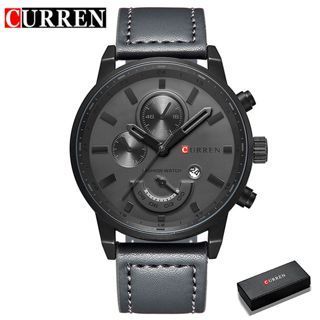CURREN Relógio Masculino À Prova D'água Couro Quartzo 8217