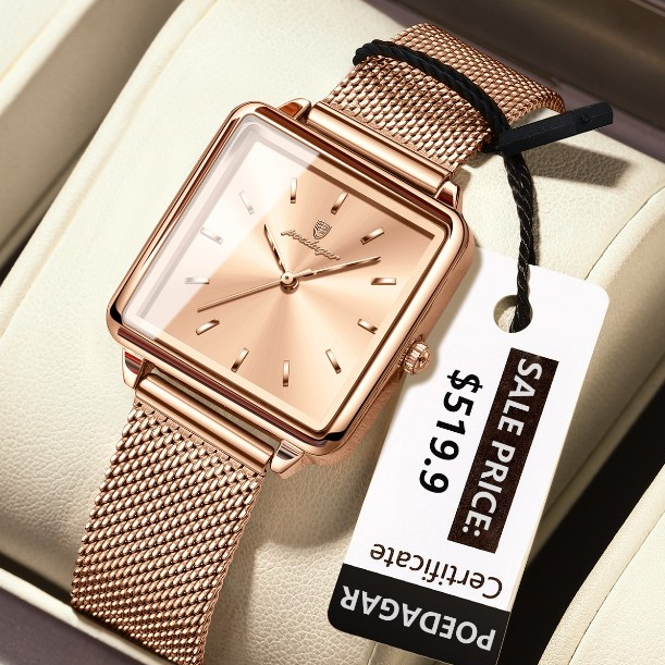 POEDAGAR Elegante Quadrado Senhoras Relógio De Malha De Aço Inoxidável Relógios Femininos À Prova Dwaterproof Água Quart em Oferta na Shopee
