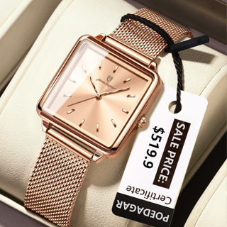 POEDAGAR Elegante Quadrado Senhoras Relógio De Malha De Aço Inoxidável Relógios Femininos À Prova Dwaterproof Água Quart em Oferta na Shopee