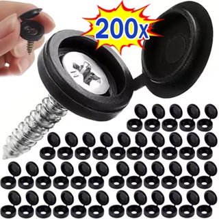 100/200 Pçs Carro Casa Decorativa Porcas Capa Unhas Pretas Tampas De Parafuso Plástico Capas Protetoras Dobrável Cruz Ta em Oferta na Shopee