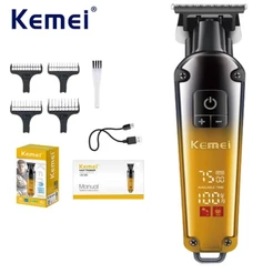 Kemei Aparador De Cabelo USB Máquina De Cortar Elétrica Para Homens Corte Recarregável Barbeador Barbeiro Técnico De Bar