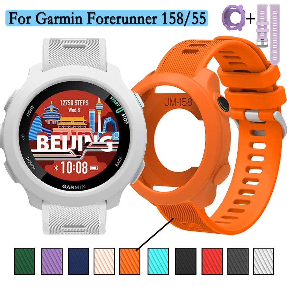 Pulseira De Silicone + Capa Para Garmin Forerunner 158 Pulseiras Ajustáveis De Cor Única Com Textura De Superfície Decor