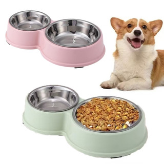 Comedouro e bebedouro inox Duplo para bicho de estimação cachorro ou gatos C/antiderrapan…