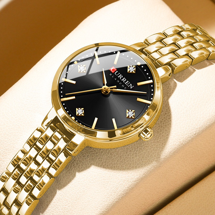 CURREN Relógio Feminino Novo Aço Inoxidável Pequeno Mostrador Moda Simples Negócios Cem Quartzo Analógico À Prova Dwater