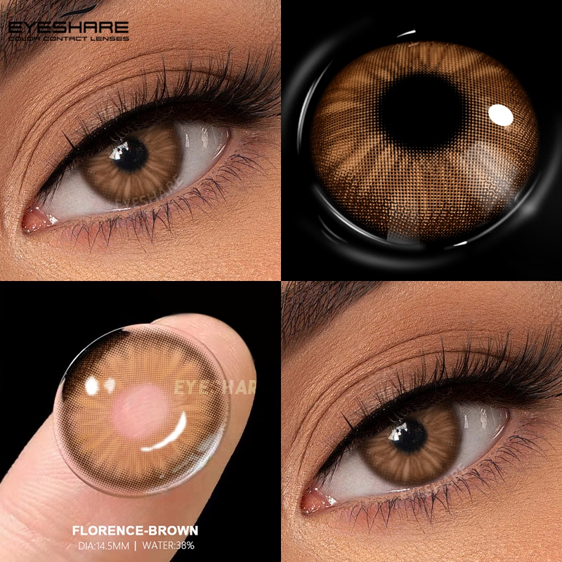 EYESHARE 1 Par De Contato Colorido Para Olhos , Lentes Marrons/Azuis/Cinzas , Naturais , Uso Diário , Anual , Linda Maqu em Oferta na Shopee