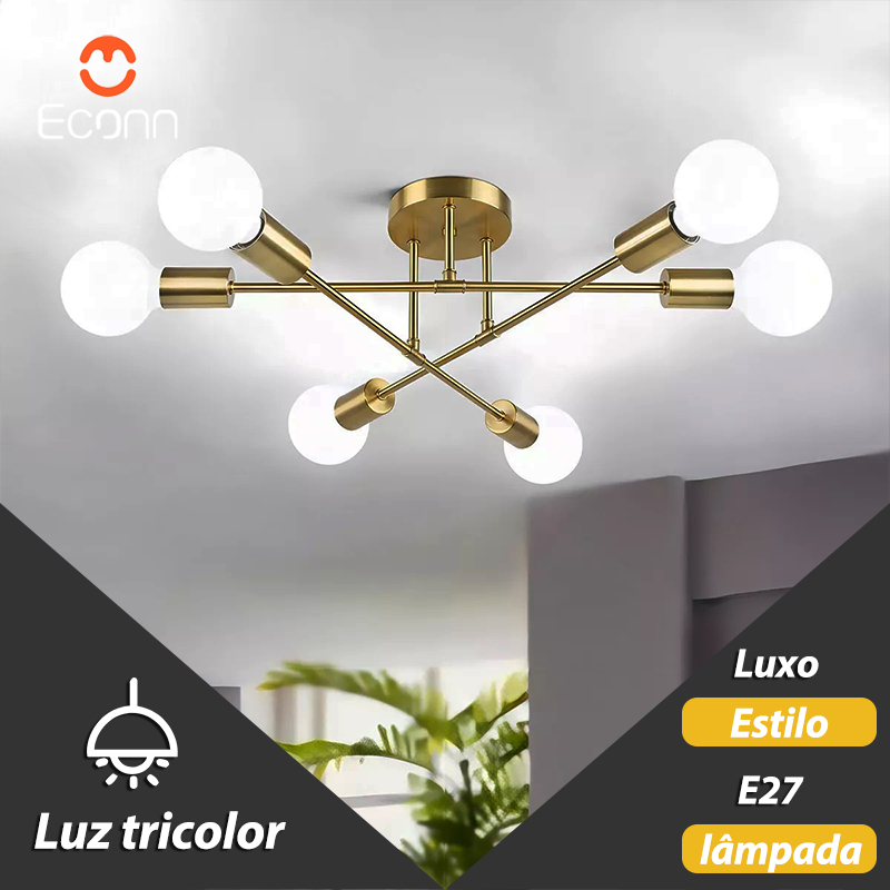 Luz de decoração moderna de pendente escandinava de ouro antigo, pendente semi-embutida