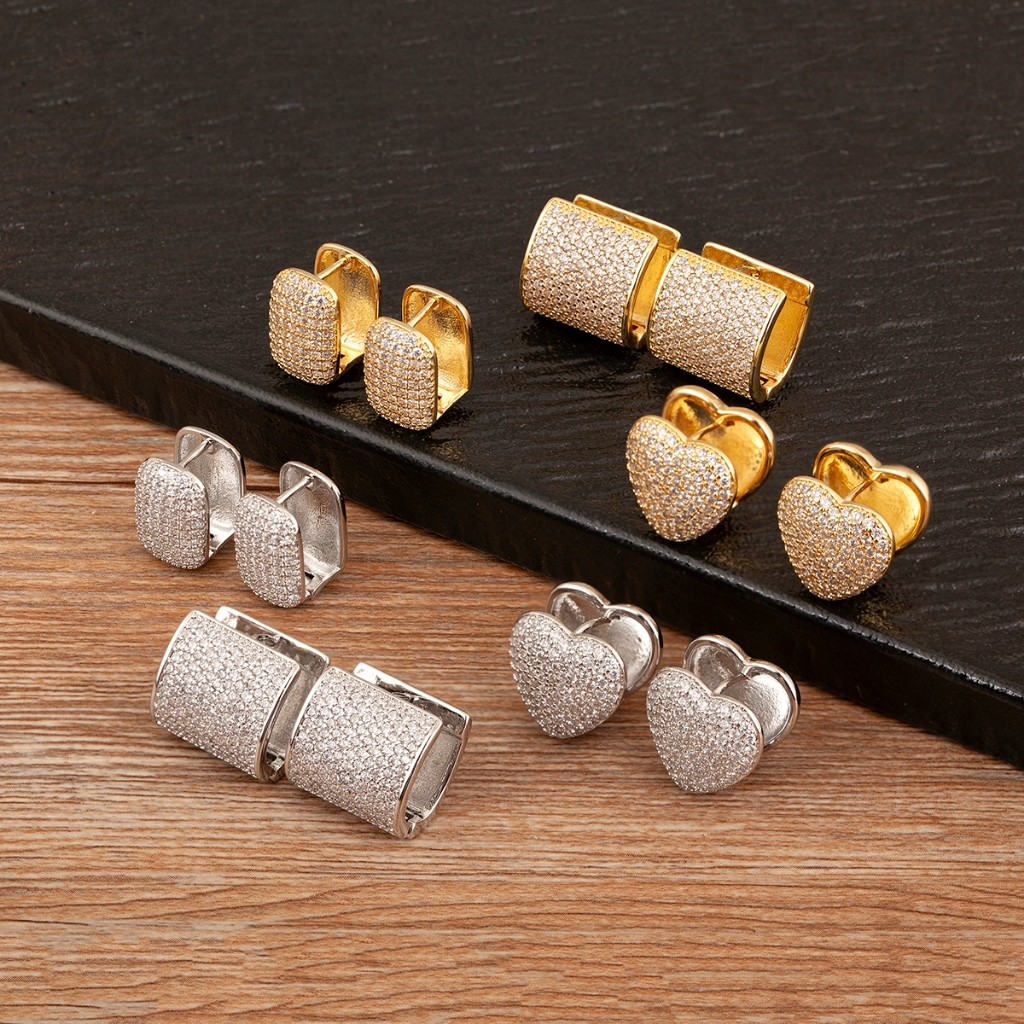 Oco Amor Coração Brincos Geométricos Para Mulheres Meninas Minimalista Elegante Clássico Fivela De Orelha Casamento Noiv em Oferta na Shopee