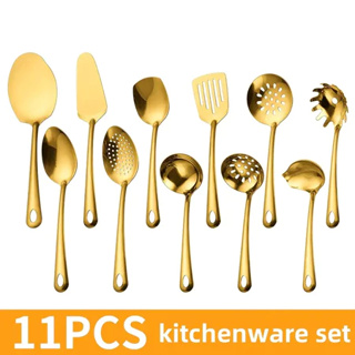 4/11 peças conjunto de utensílios de cozinha banhados a ouro com em Oferta na Shopee