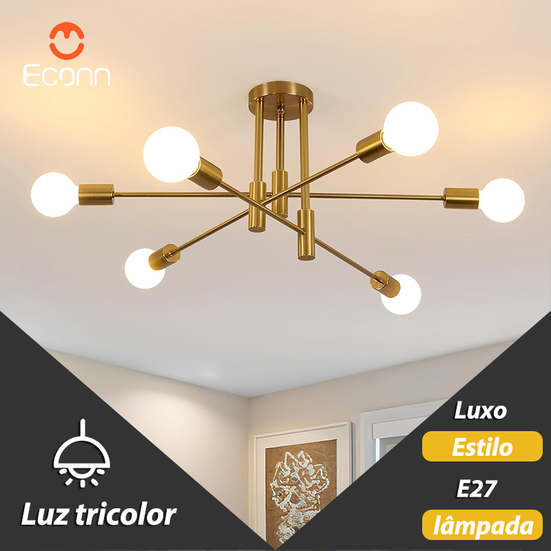 Decoração de casa de estilo escandinavo iluminação lustre moderno semi-recesso lustre