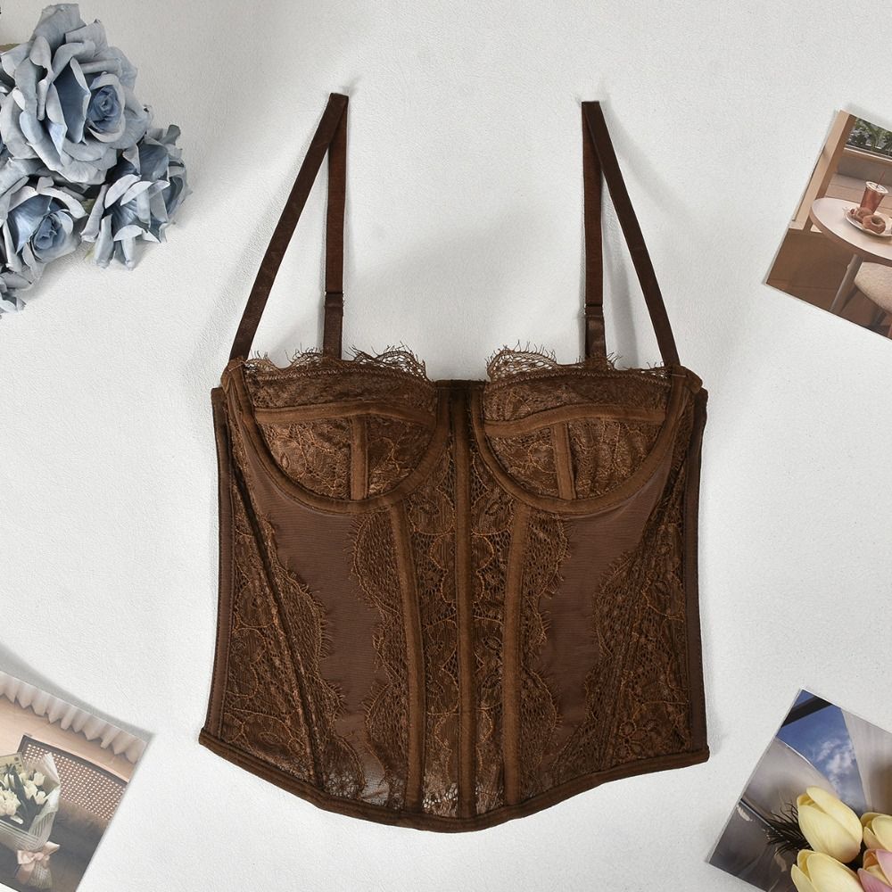 Camisola De Renda BACK2LIF , Espartilho Transparente Oco , Colete Suspensor De Ajuste Fino...