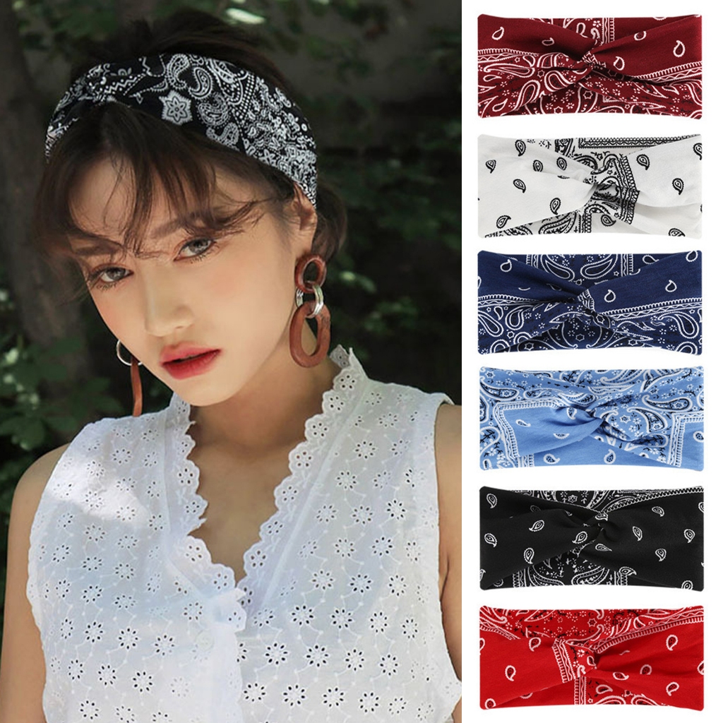 Faixa De Cabelo Larga Feminina Turbante Com Padrão Paisley Faixa Tiara Acessório Para Cabelo