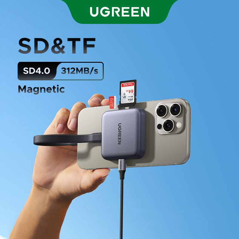 Leitor De Cartão UGREEN USB-C Adaptador SD TF 3 Em 1 | 312 Mb/s UHS-II Transferência Rápida Para Telefone/Câmera/Laptop em Oferta na Shopee