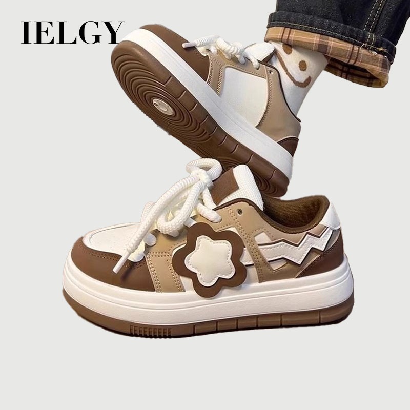 IELGY 2025 Ano Novo Marrom Nicho Plataforma Sola Estudante Versátil Tênis Flor Athleisure em Oferta na Shopee