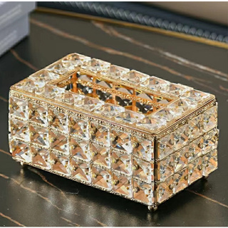 Caixa Porta Lenços De Papel Em Acrílico Cristal-Estilo Luxuoso Europeu, com Design de Corte Diamantado em Oferta na Shopee