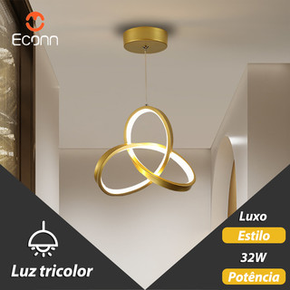 Lâmpada de pendente triluzida com ajuste de cor moderna, para sala de jantar, sala de estar, quarto e varanda