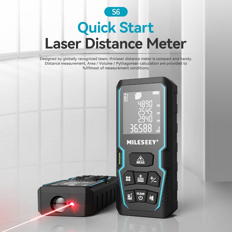 Mileseey Medidor de distância a laser de alta precisão de 40m m/in/ft/ft+in