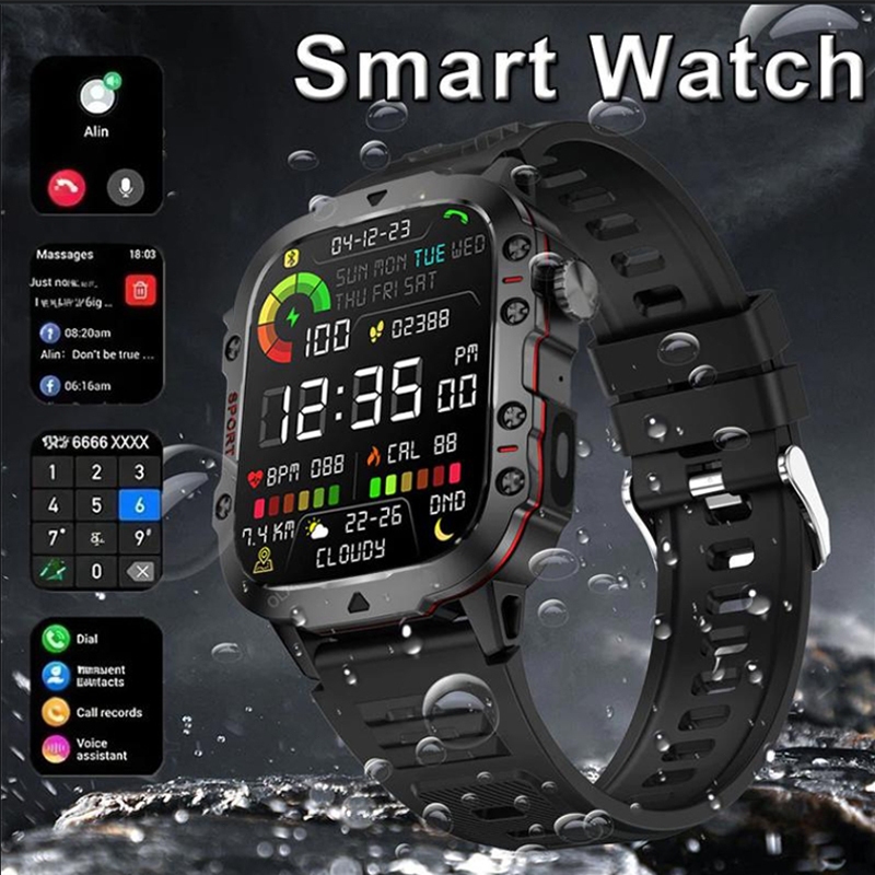 Novo relógio inteligente masculino HW XM militar GPS, lanterna, bússola, esportes ao ar livre à prova d'água