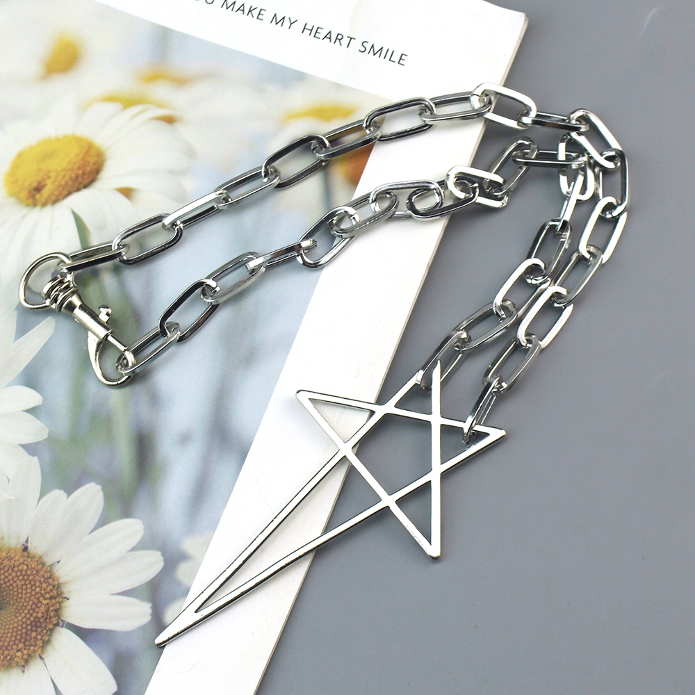 Punk Hip Hop Tendência Corrente Gargantilha Y2K Moda Unissex Adulto Gótico Estrela Encantos Pingente Colar Jóias Acessór em Oferta na Shopee