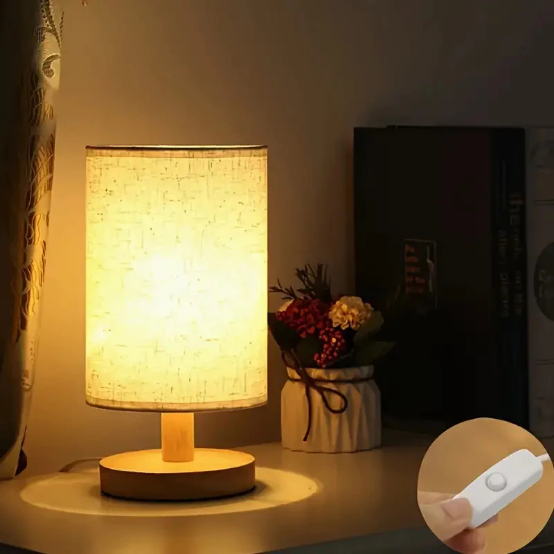 Lâmpada De Mesa De Madeira Moderna Alimentada Por USB Luz De Noite Para Iluminação Do Quarto abajur
