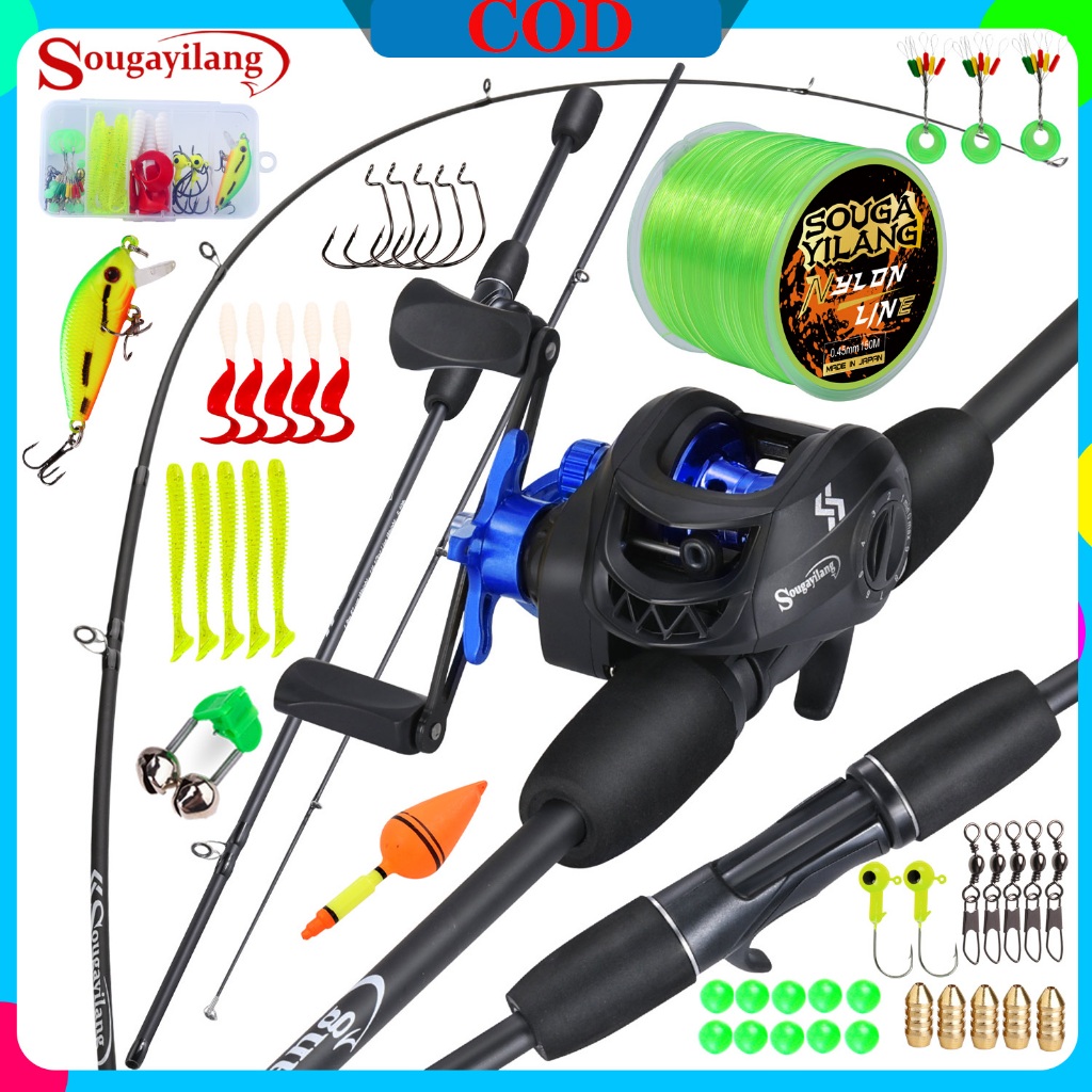 Conjunto De Pesca Sougayilang 4 Cores 1.8M 2 Seções 5-10lb Vara Fundida E Carretel De Fundição 7.2 : 1 Todos Os Conjunto em Oferta na Shopee