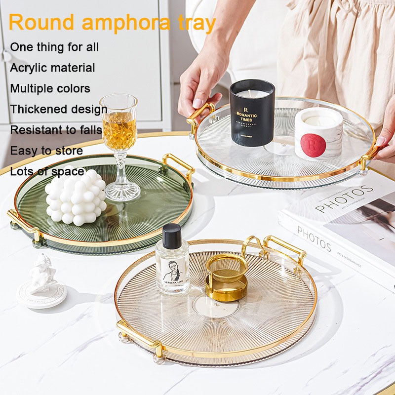 Bandeja Redonda Amphora De material Acrílico Uma Placa Para Múltiplos Propósitos Armazenamento De Copos De Água Chá Frut em Oferta na Shopee