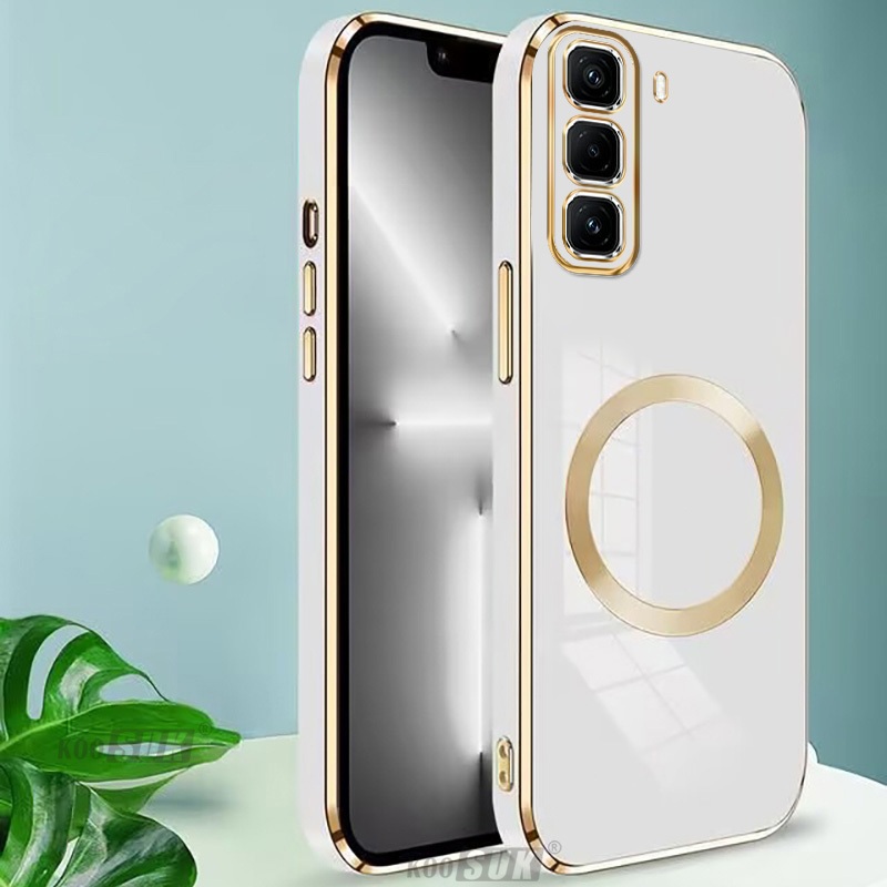 Novo Chapeamento Magnético De Cor Sólida Para Infinix Hot 50i 50 Pro Plus Hot50 + 4G 5G X6720 X6882 X6531 Capa De Telefo em Oferta na Shopee