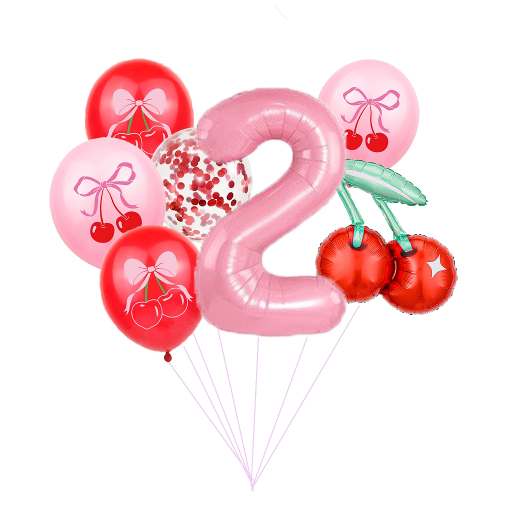 Conjunto De Balões Com Tema Cereja Para Decoração De Balão De Festa De Aniversário De Meninas em Oferta na Shopee