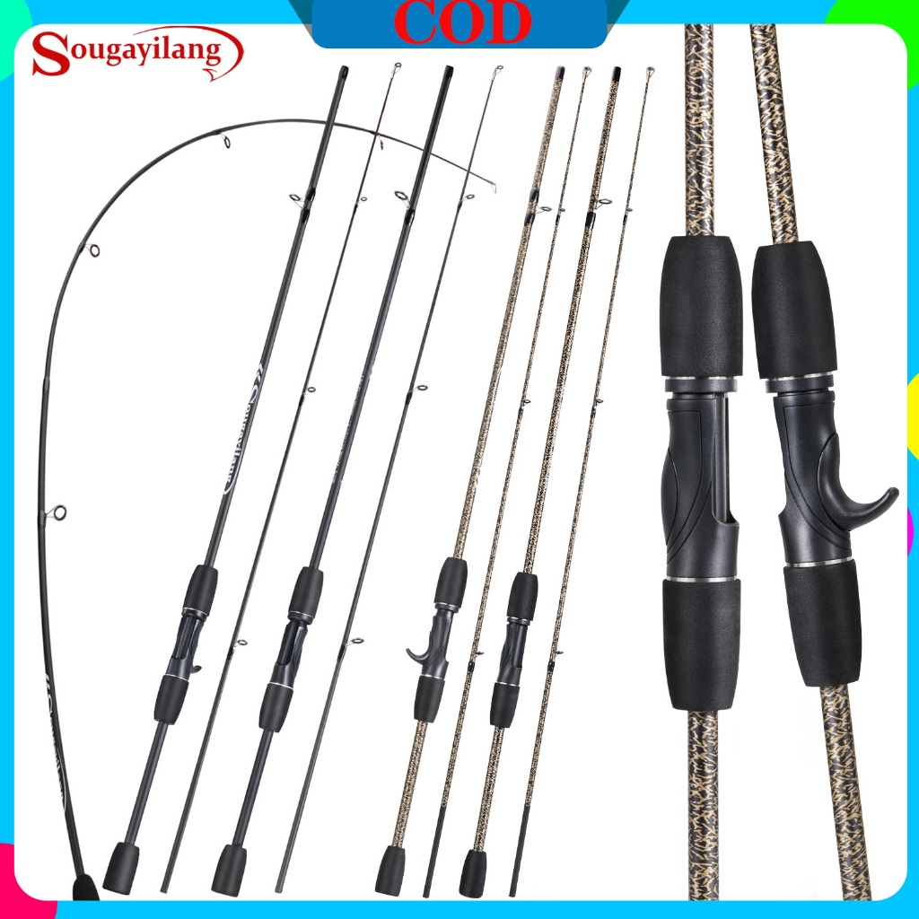 Sougayilang Vara De Pesca De 2 Cores 1.8 M 2 Seções 5-10 Lb Giratória/Fundição Carbono Para Em Água Doce/Salgada