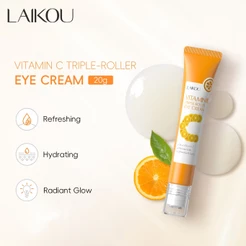 LAIKOU Vitamina C Creme Para Os Olhos De Rolo Triplo Firmador Hidratante 20g Equilíbrio Tom Da Pele Não Oleoso