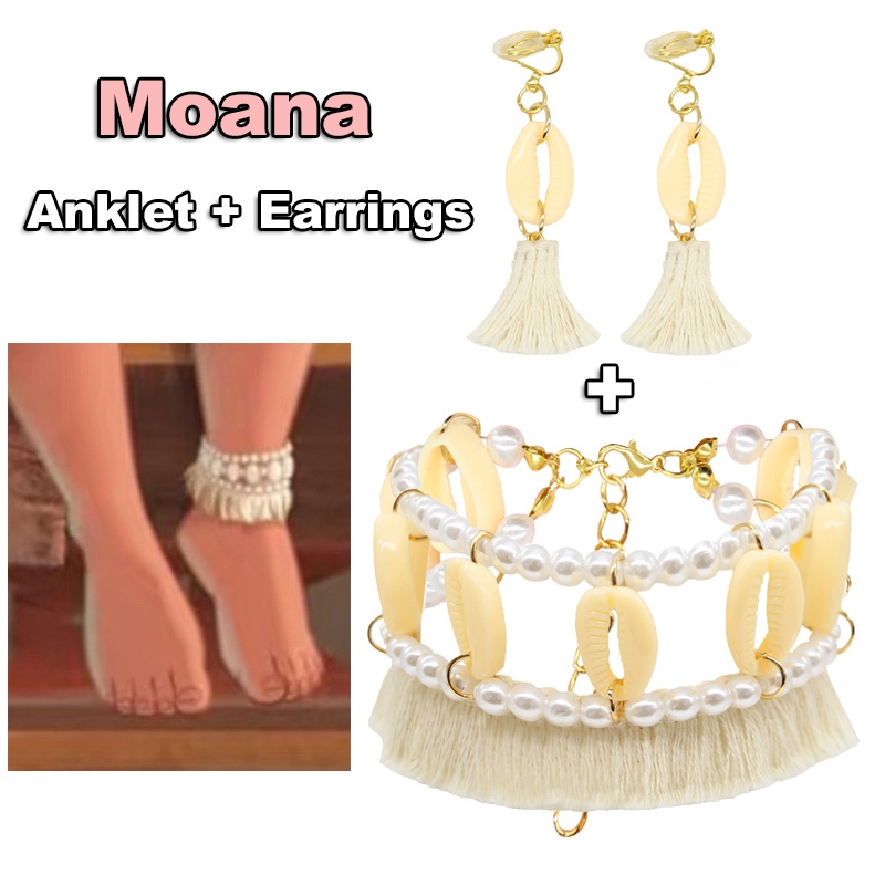Meninas Moana Praia Tornozelo Pulseira Com Brincos Presente De Aniversário Crianças Tornozeleira Acessórios De Moda Verã