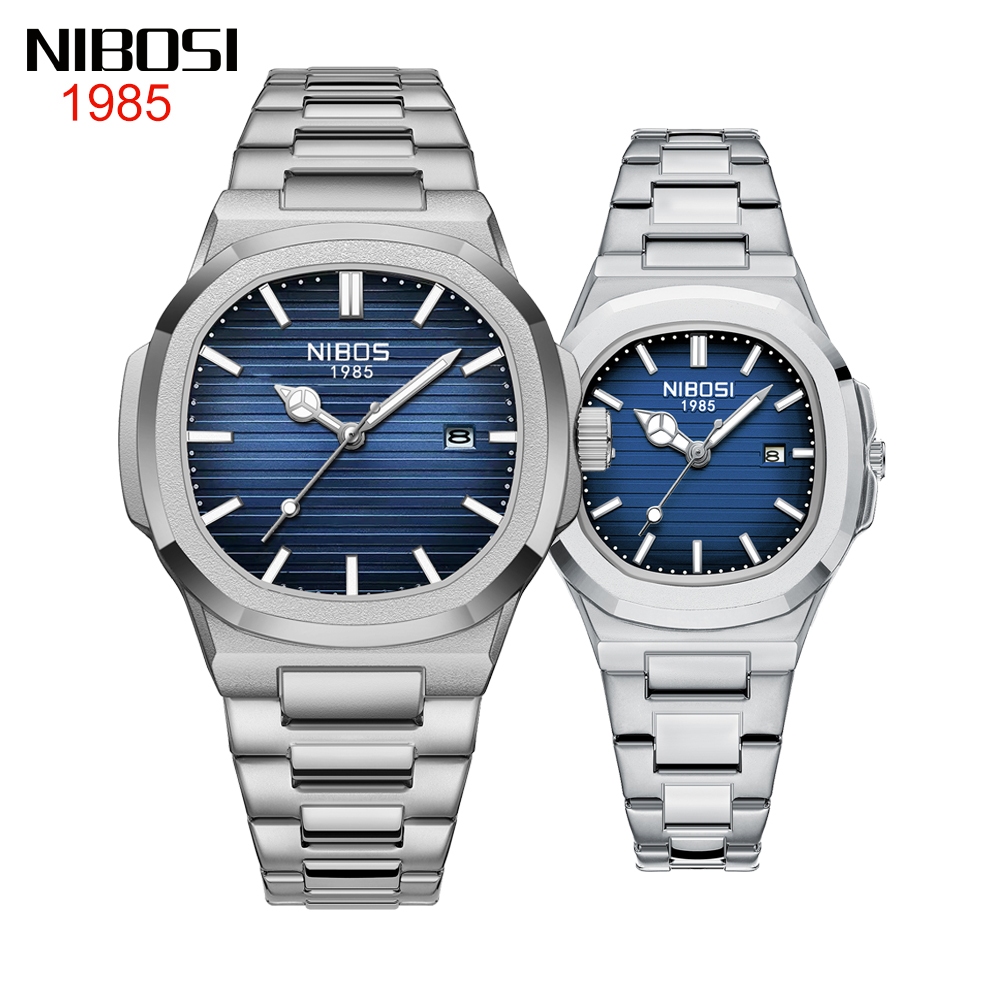 NIBOSI Relógio De Casal Simples De Luxo À Prova D'água Com Calendário De Quartzo