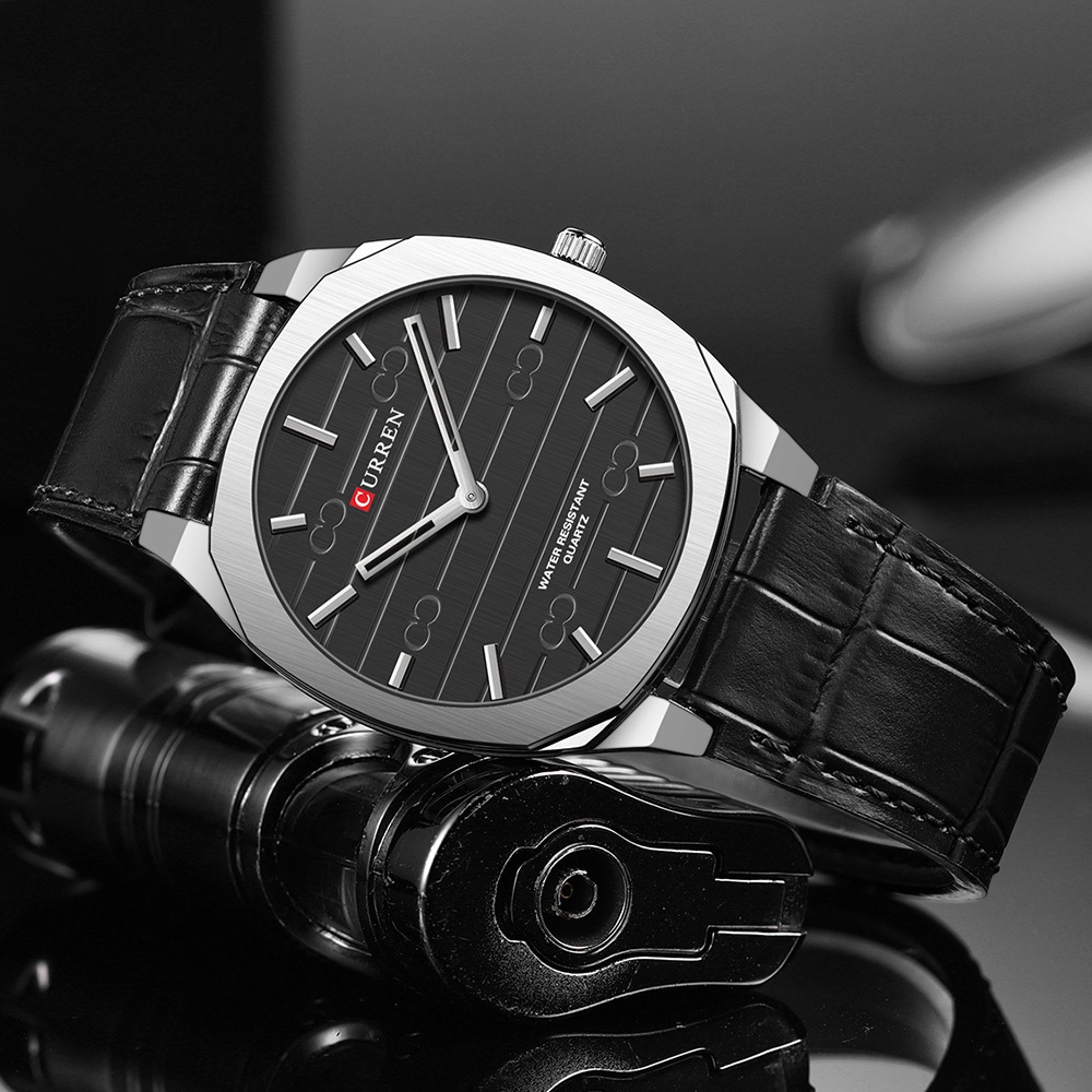 CURREN Relógio Masculino Elegante E Com Pulseira De Couro Empresarial À Prova D'água De Quartzo 8480 · foto 2