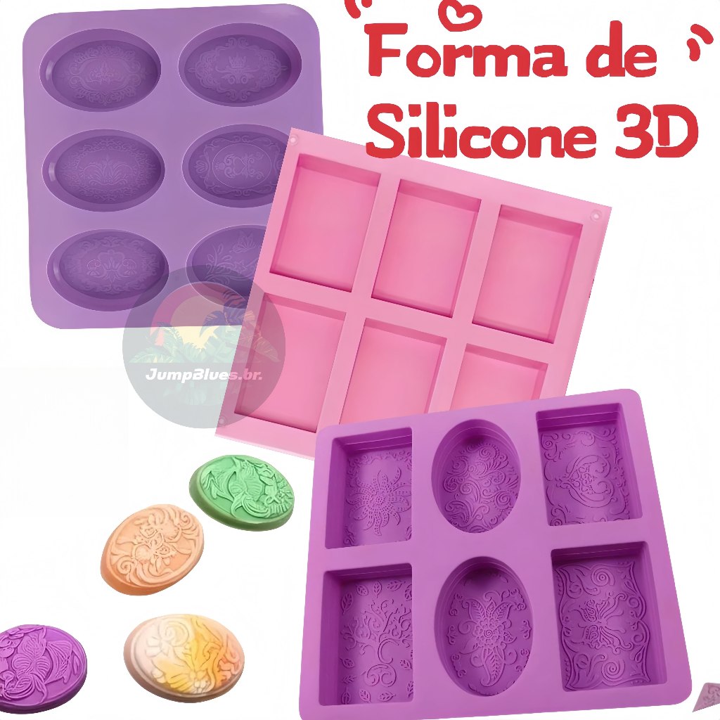 Forma de Silicone 3D são 6/4 Formas retangula e oval- Artesanal Flores Banheiro Cozinha- para bolo, Velas, sabonete Jump em Oferta na Shopee