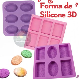 Forma de Silicone 3D são 6/4 Formas retangula e oval- Artesanal Flores Banheiro Cozinha- para bolo, Velas, sabonete Jump em Oferta na Shopee
