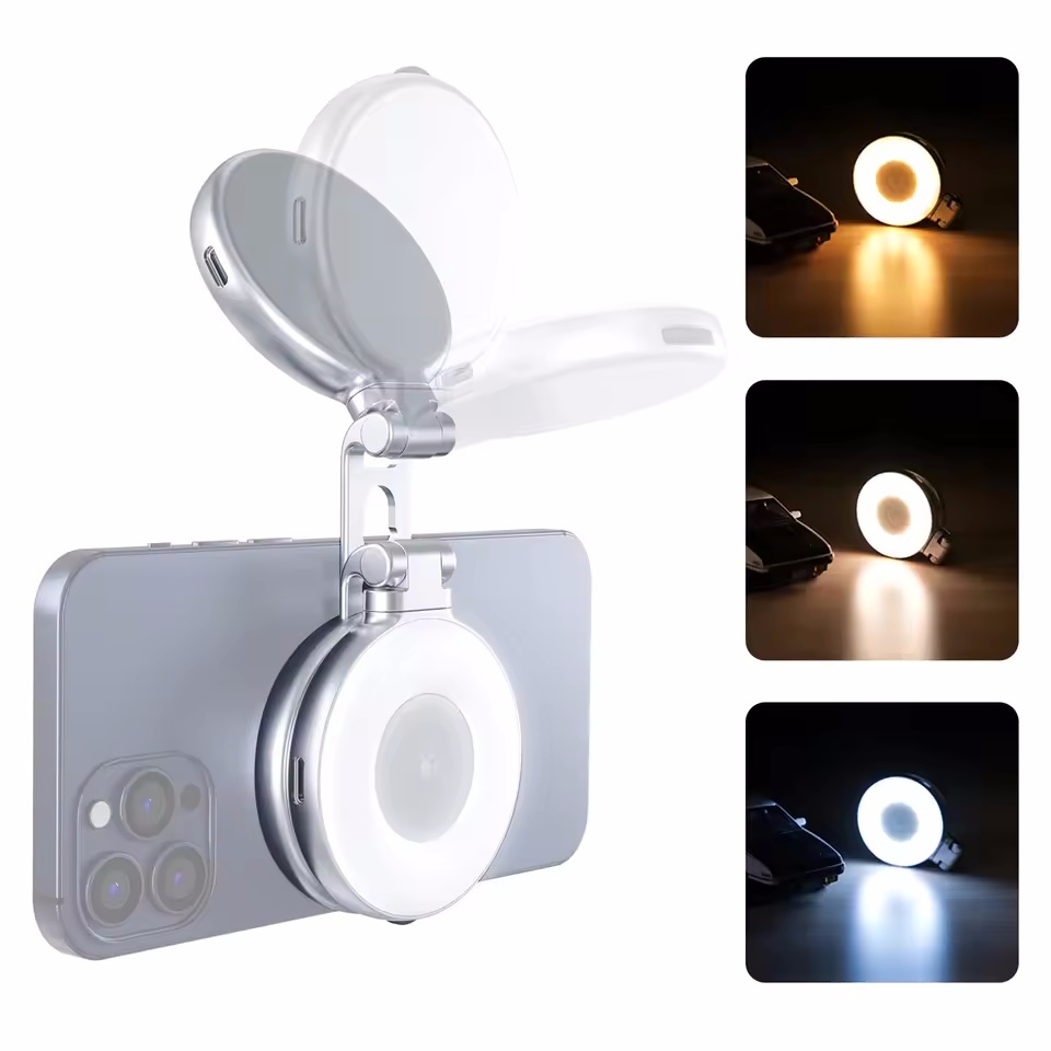 Luz Magnética Para Selfie De Telefone Dobrável LED De Preenchimento 2700K/5600K/7500K Espe...