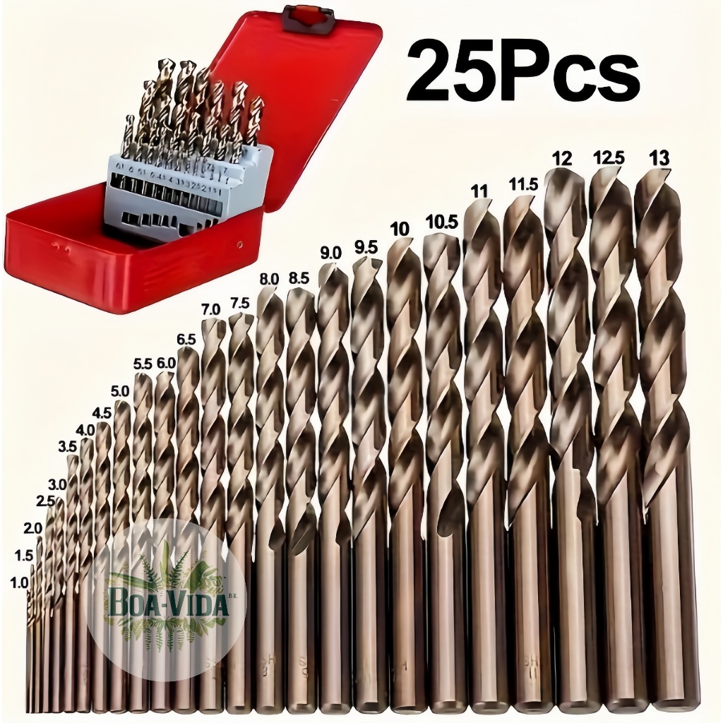 Conjunto de brocas de aço de alta velocidade (adequado para ferro) Conjunto de 25 peças Vida em Oferta na Shopee