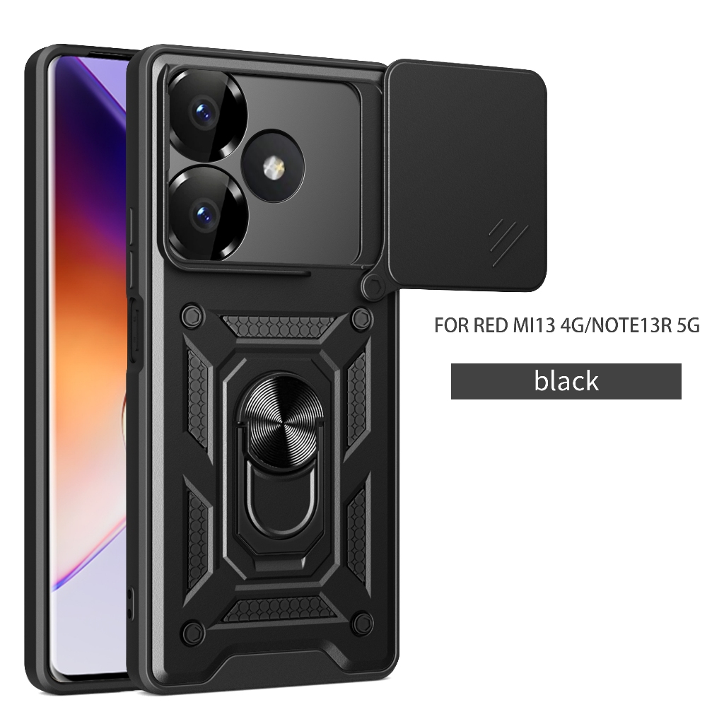 Capa Dura Xiaomi Redmi 13 redmi13x 4G 2024 Com Lente Deslizante Push pull Armadura Suporte De Telefone À Prova De Choque em Oferta na Shopee