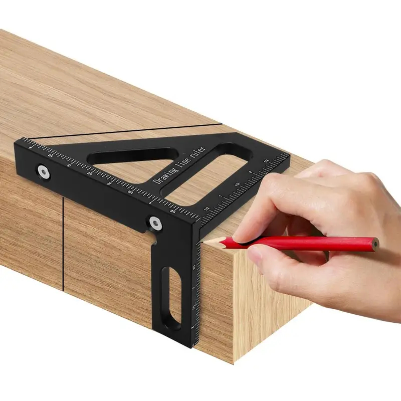 Esquadro 3D para Marcenaria, Régua de Precisão com Medição e Traçado, Ferramenta de Carpintaria - Preto — imagem 2 de 2