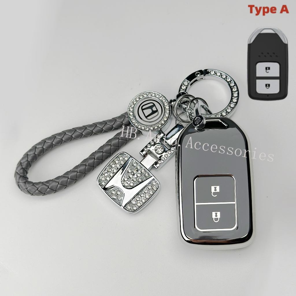 Capa Para Chave Honda Chaveiro Acessórios Brio City Civic BRV HRV CRV Type R WRV ACCORD Odyssey Moda Metal Couro Carro