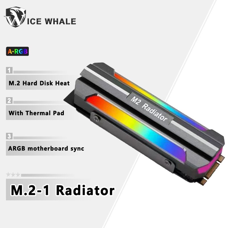 Gelo Baleia M . 2-1 ARGB Sincronização Computador 2280 SSD Radiador De Alumínio Nvme Cooler Dissipador De Calor Unidade 