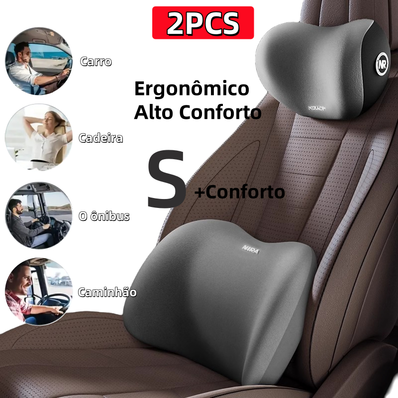 Almofada De Espuma Pescoço Para Carro Apoio De Cabeça De Descanso Encosto Lombar De Cintur...
