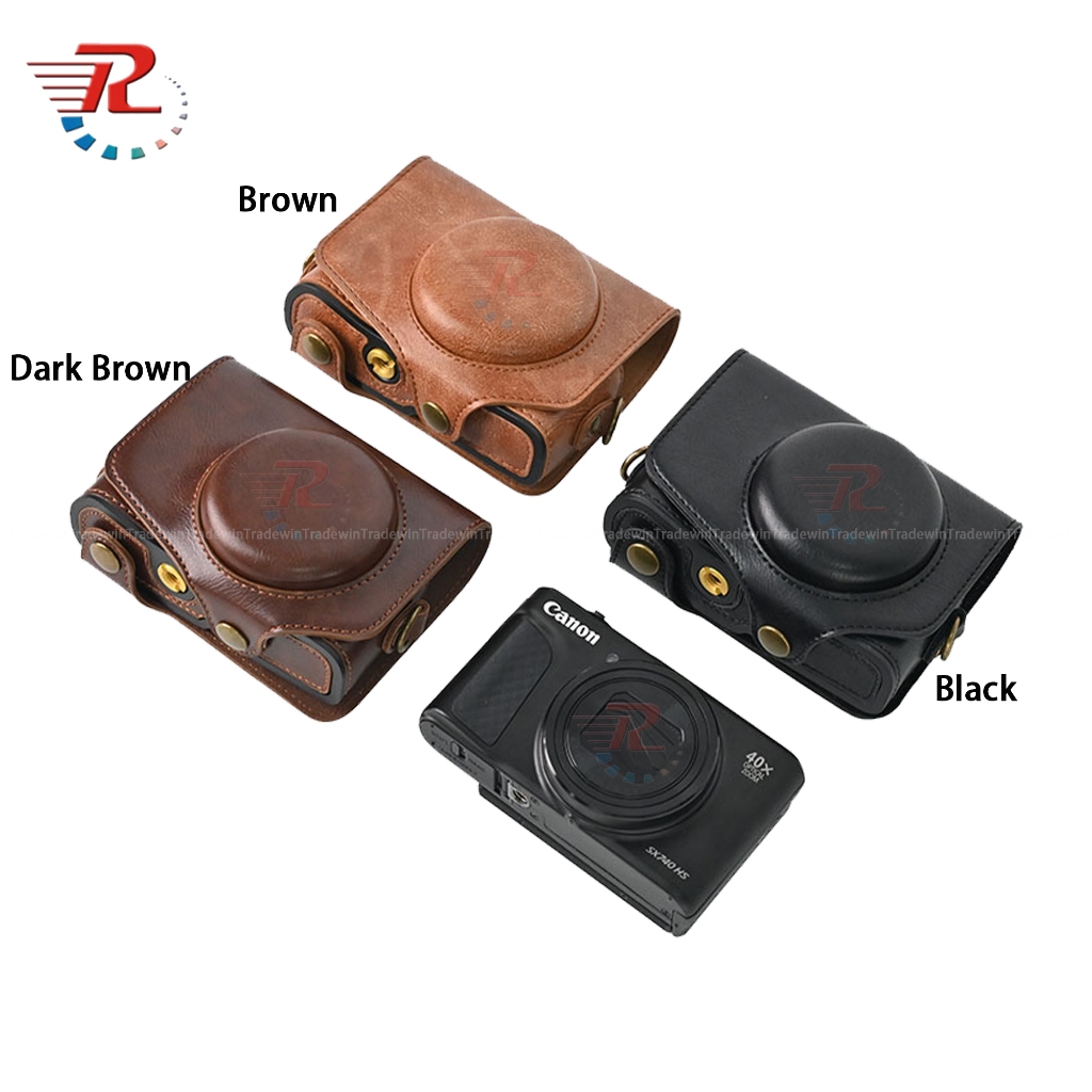 Capa De Couro PU Para Câmera , Canon PowerShot SX740 HS SX740 SX730 Com Alça De Ombro