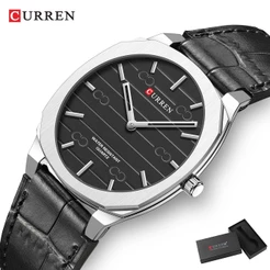 CURREN Relógio Masculino Elegante E Com Pulseira De Couro Empresarial À Prova D'água De Quartzo 8480