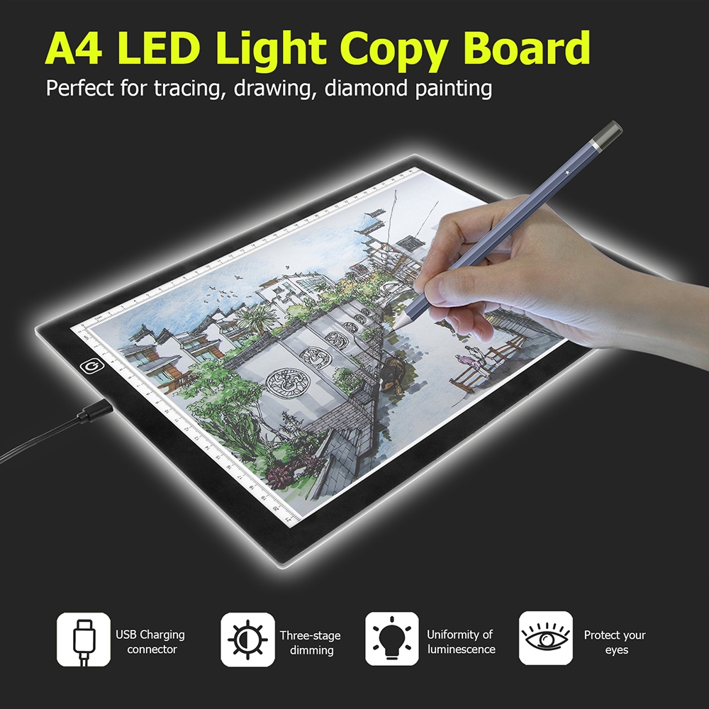 Almofada De Luz LED , A4 Artcraft Tracing Pad Caixa Brilho Regulável Placa Recarregável Para Artistas Desenho Esboço Ani