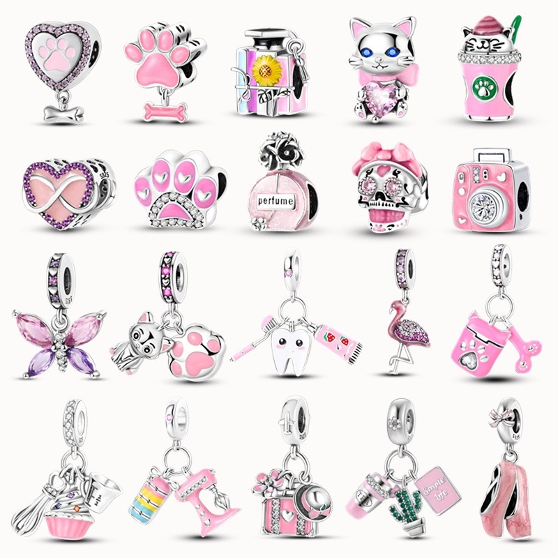Série rosa 925 prata mágica amor contas combinar pulseira Original feminino presente DIY para a mãe
