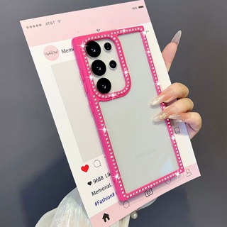 Para Samsung A15 A16 A36 A56 S24 FE S23 S24 S25 Ultra Luxo Glitter Diamante Quadro Cristal Caso Transparente Acrílico Ca em Oferta na Shopee